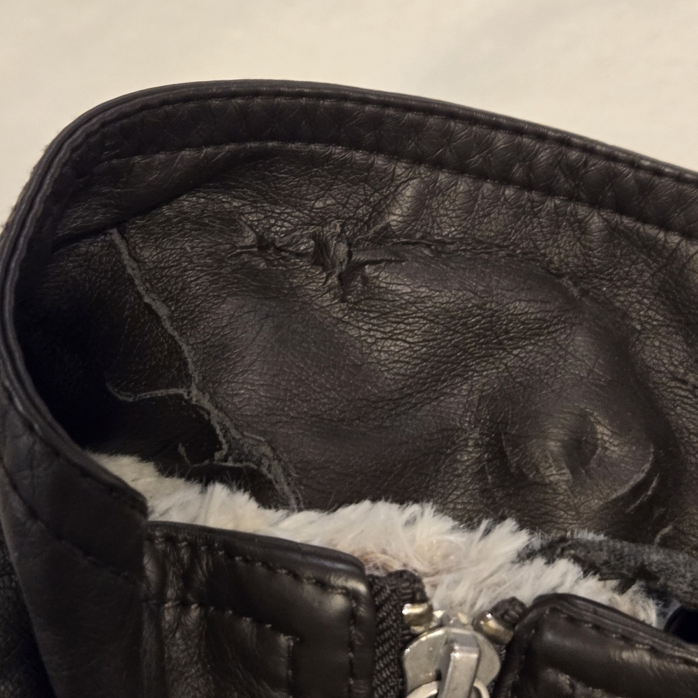 YMI Women's Faux Leather Fur Lined Bomber Motorcycle Full Zip Jacket Small - Picture 8 of 15